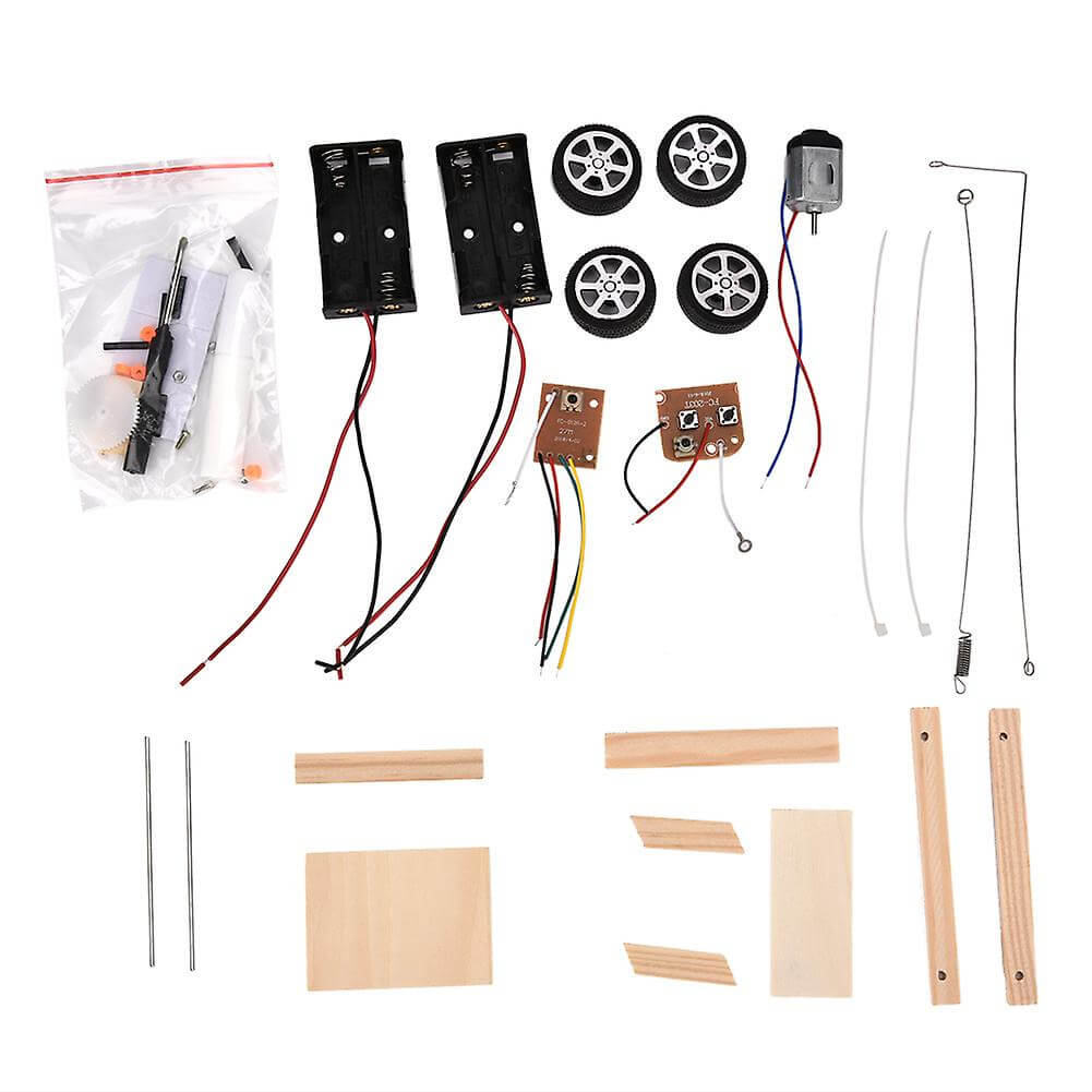 Wooden Remote Control Electric Racing Toys for Kids Technological Innovation DIY Hand-Assembled Wireless Four-Wheel