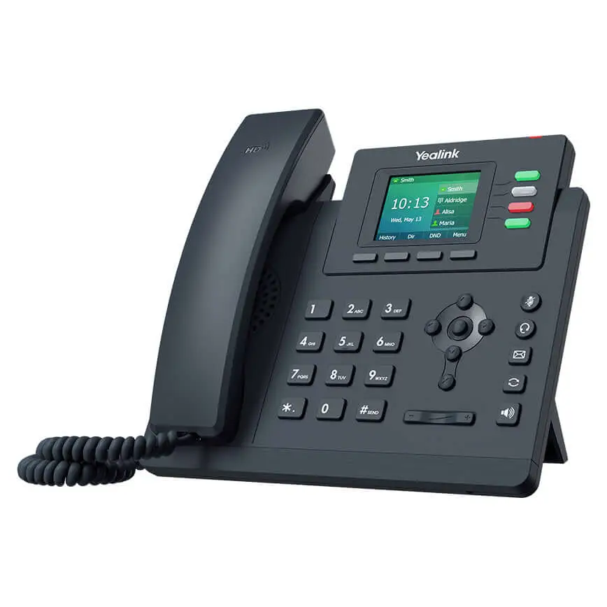 Yealink T33G 4 Line IP phone 320x240 Colour Display Dual Gigabit Ports PoE HD Voice Quality No Adapter included Black