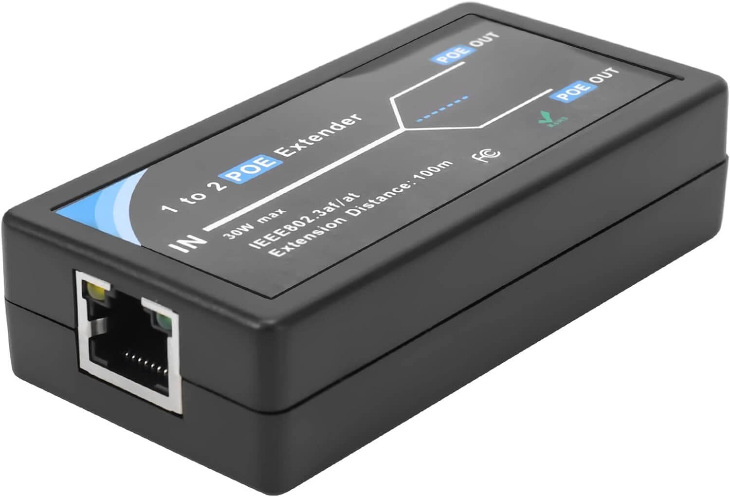 YUPVM 2 Port POE Extender 10/100Mbps with IEEE 802.3Af Standard Input/Output for IP Camera Extend 100 Meters for POE Range