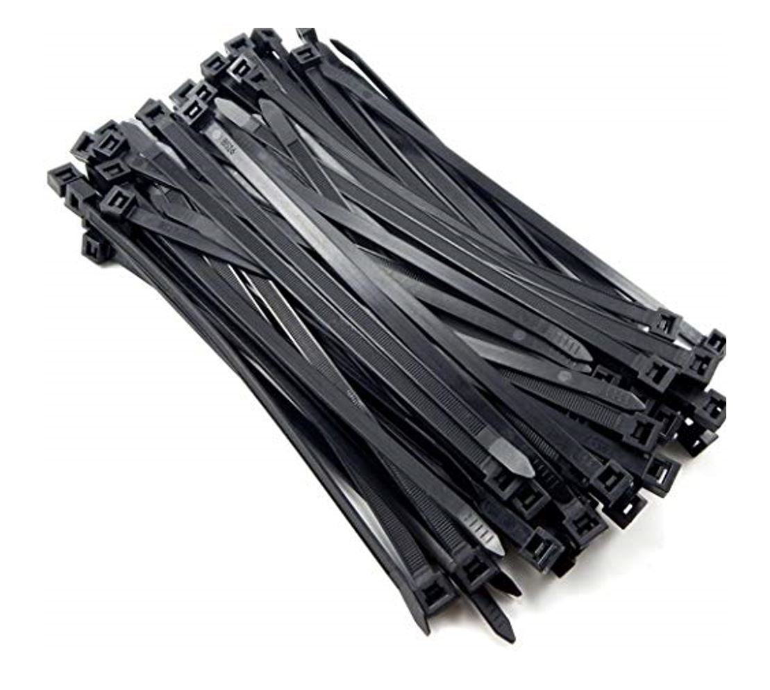 8Ware 200mm x 2.5mm (4") Bag of 100 Pack UV Resistant Wide Nylon Zip Cable Ties Black ~CBC-CT196BK-LD