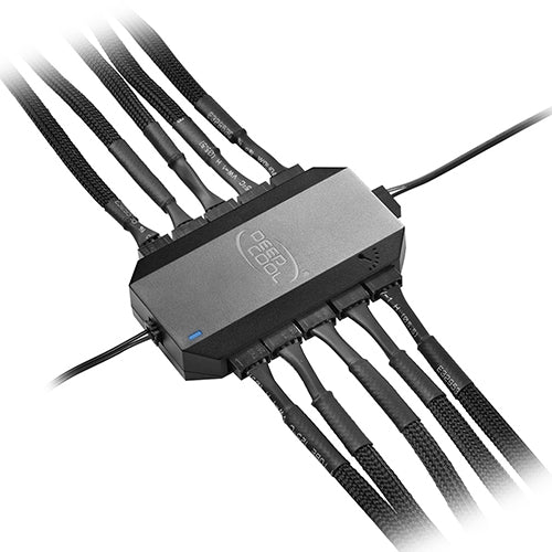 Deepcool FH-10 10 Port Fan Hub, Power Up to 10 Fans (3-pin 4-pin), PWM, Blue Led Indicator Light