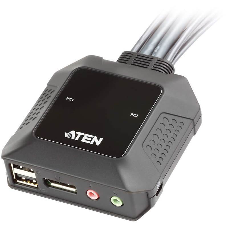 ATEN 2-PORT USB 4K DISPLAYPORT CABLE KVM SWITCH WITH PORT SELECTOR 
