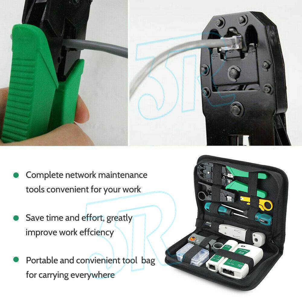 CAT6/5 LAN NETWORK TOOL CABLE CRIMPER RJ45 TESTER STRIPPER PUNCH DOWN CUTTER KIT