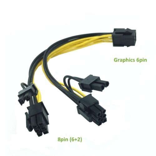 6 PIN FEMALE TO DUAL 8 PIN MALE PCI EXPRESS VIDEO CARD POWER CABLE