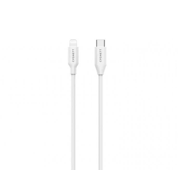 Cygnett Essentials Lightning to USB-C Cable (1m) - White (Cy3752pccsl), 0 to 50% Iphone Battery Life in Just 30 Mins, MFI Compatible, 2 Yr. Wty.