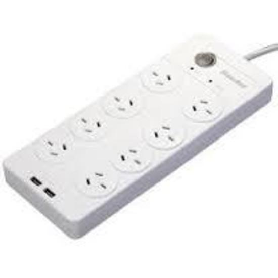 HUNTKEY 8 OUTLET SURGE PROTECTED POWERBOARD WITH DUAL 5V 2.1A USB PORTS