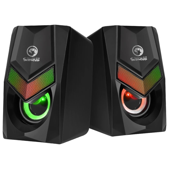 MARVO SCORPION SG-118 RGB SPEAKERS - SMALL SIZE - 2.0 STEREO - 3.5MM AND USB (FOR POWER)