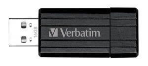 VERBATIM STORE'N'GO PINSTRIPE USB DRIVE 16GB, SLIM RETRACTABLE DESIGN, LIMITED LIFETIME WARRANTY (BLACK)