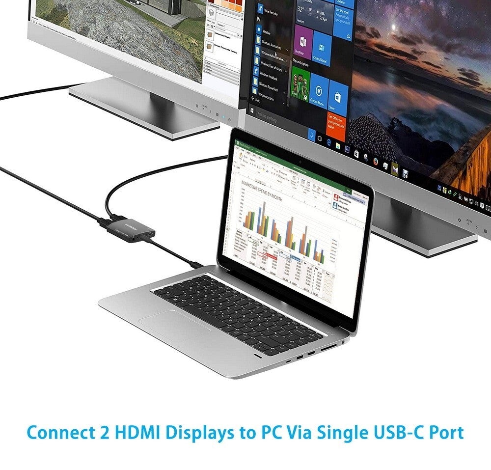 Simplecom DA330 USB-c to Dual HDMI MST Adapter 4k@60hz With PD and Audio Out